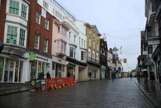 The deserted High Street in Guildford, Surrey