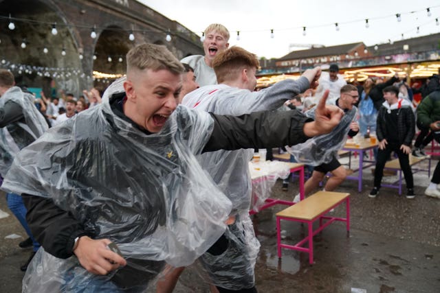 Fans watching England v Denmark