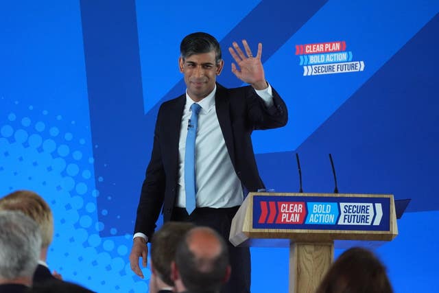 General Election campaign 2024 - Rishi Sunak in at Silverstone