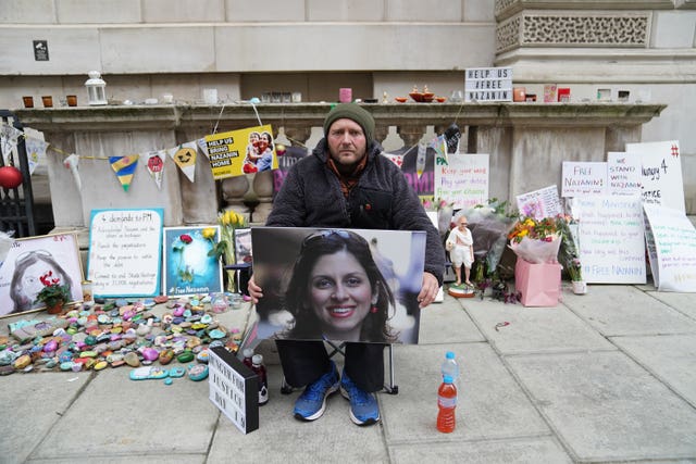 Richard Ratcliffe during his hunger strike outside the Foreign, Commonwealth and Development Office in London while his wife was still detained