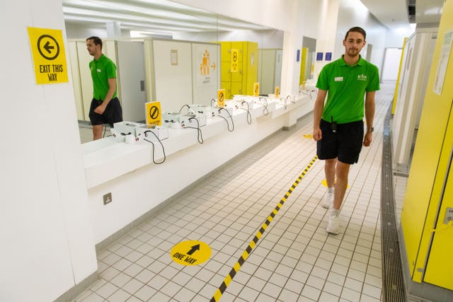 A one-way system is in operation in the changing rooms