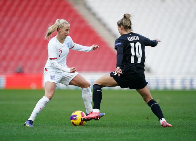 Beth Mead (left) in action against Austria (Zac Goodwin/PA).