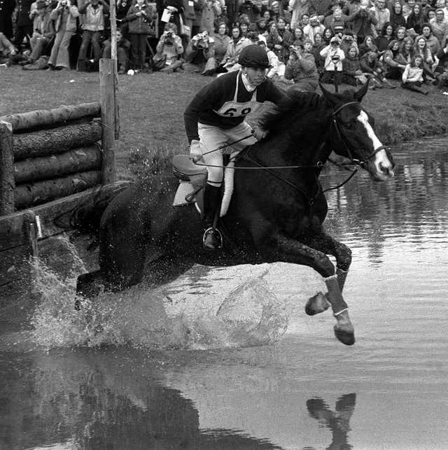 Princess Anne takes the water-jump