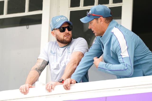 Brendon McCullum (left) and Marcus Trescothick (right) have been key figures for Pope.