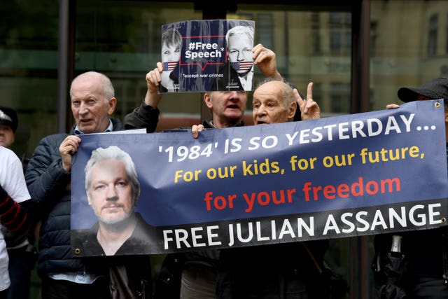Supporters of Julian Assange outside Westminster Magistrates’ Court