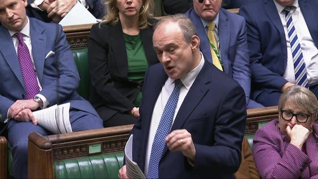 Lib Dem leader Sir Ed Davey speaking during Prime Minister’s Questions in the House of Commons