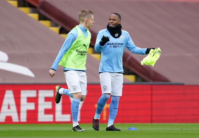 Manchester City team-mates Oleksandr Zinchenko and Raheem Sterling will face each other this weekend