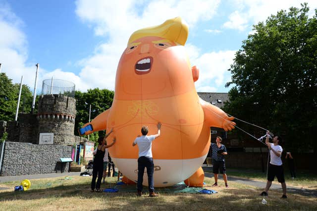 The Trump Baby Blimp is inflated