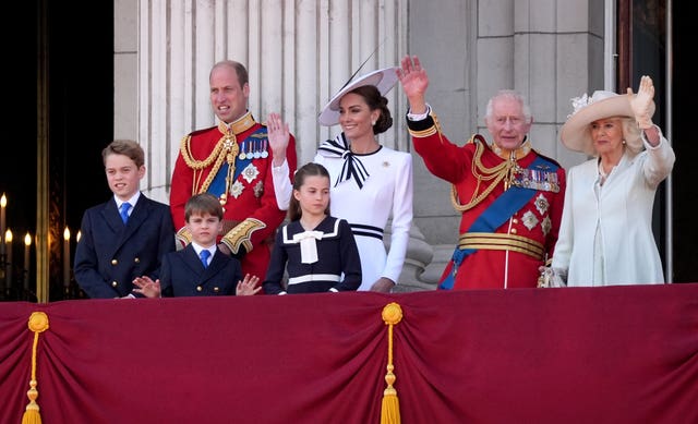 The King and the royal family during his official birthday celebrations in June