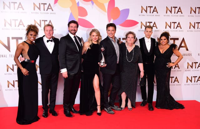 Hegerty with Atack and their fellow campmates at the National Television Awards 2019 (Ian West/PA)