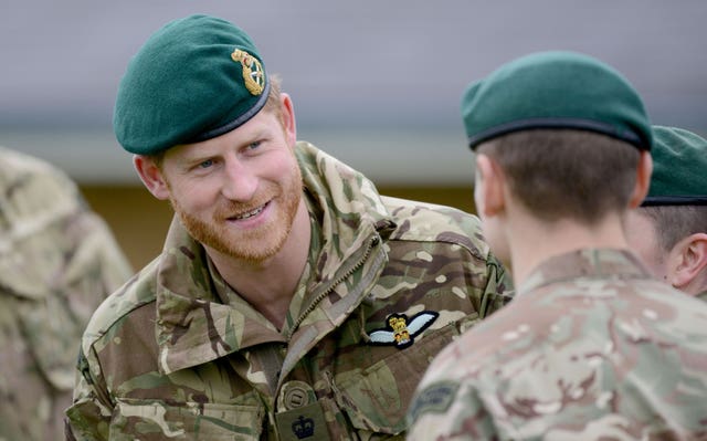 The Duke of Sussex during a visit to 42 Commando Royal Marines at their base in Bickleigh last year (Finnbarr Webster/PA)