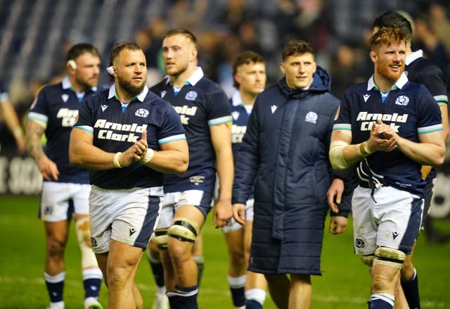 Gregor Brown (right) with his Scotland team-mates