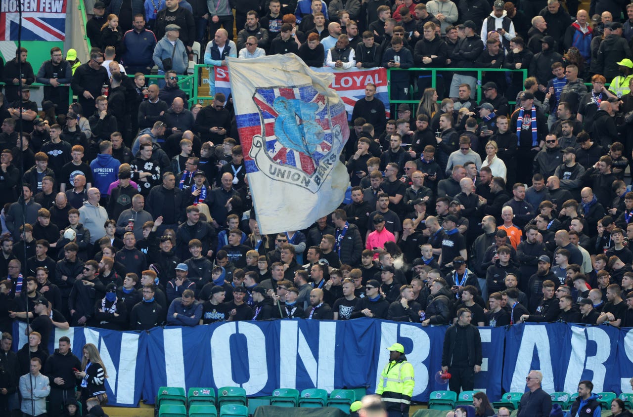 Union Bears Pyro Display Union Bears banners on display during Glasgow derby after ticket ...