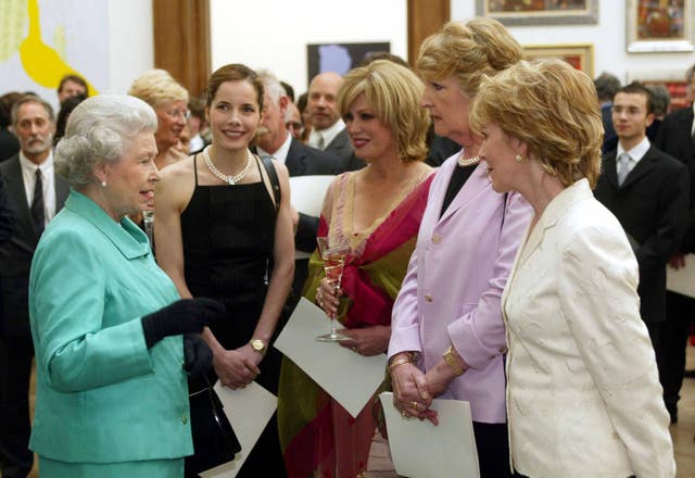 The Queen greets (l-r) Darcey Bussell, Joanna Lumley, Penelope Keith and Patricia Hodge (Archive/PA)