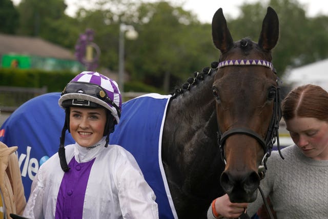 Gabriella Hill after riding a winner for Jim Bolger 