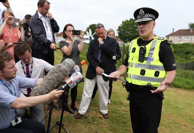 Assistant Chief Constable Bernard Higgins talks to media 