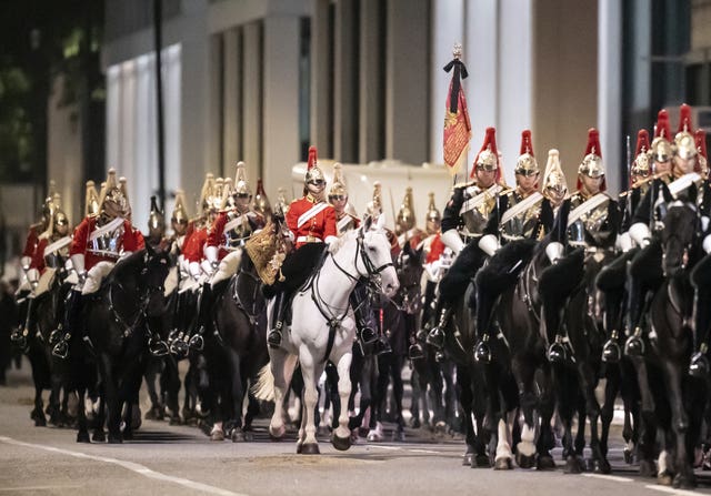 Several members of the Household Cavalry on horseback took part in the rehearsals