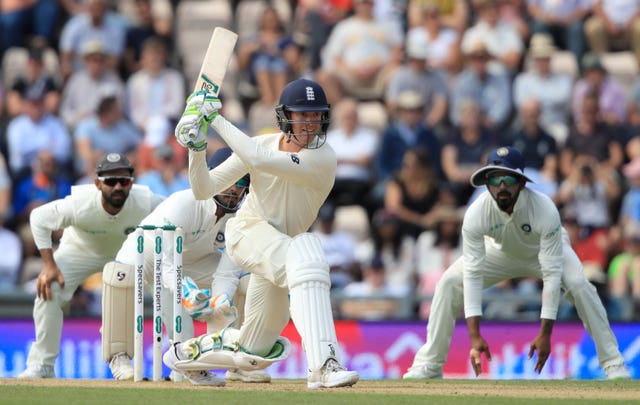 Keaton Jennings sweeping against India.