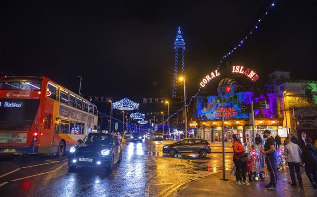 People out in Blackpool during the illuminations 