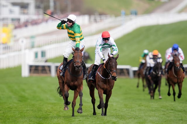 Harry Skelton cups his ear to the crowd