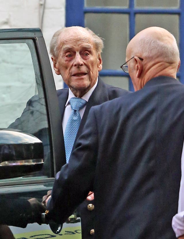 The Duke of Edinburgh leaving King Edward VII Hospital in London on a previous visit (Philip Toscano/PA)