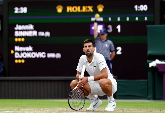 Novak Djokovic looks stunned by the hindrance call