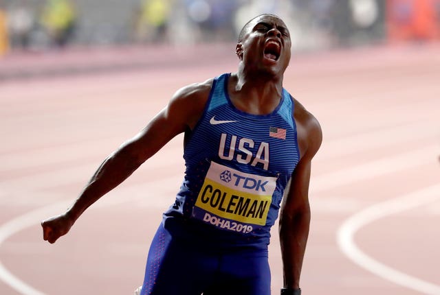 Christian Coleman won 100 metres gold at Doha 2019 (Martin Rickett/PA)