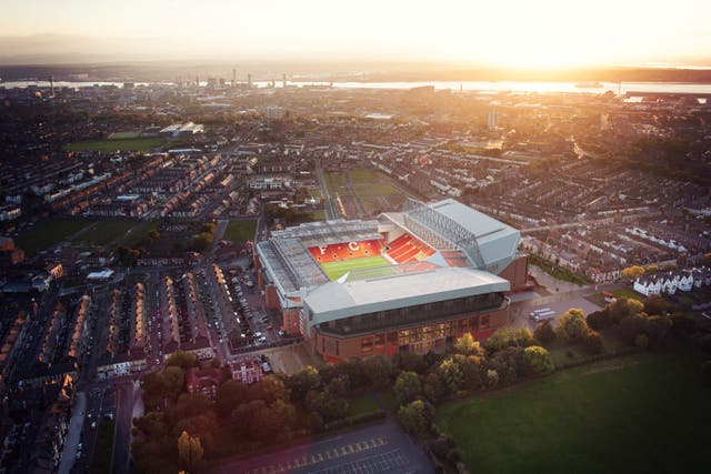 Drone shot of how the new Anfield Road Stand will look from the air