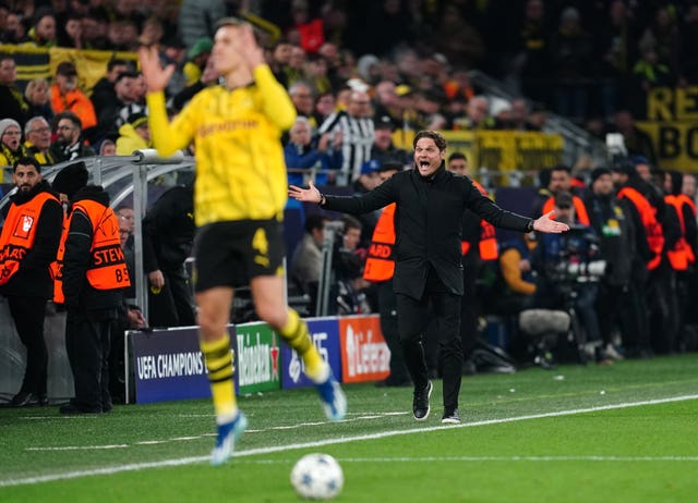 Borussia Dortmund manager Edin Terzic (right) has warned his players there is still work to be done