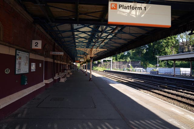An empty platform at Wellington station in Shropshire