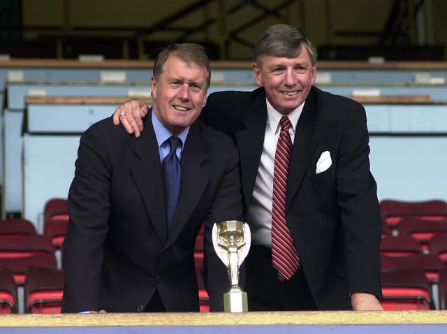Sir Geoff Hurst (left) and Martin Peters played together for West Ham and England