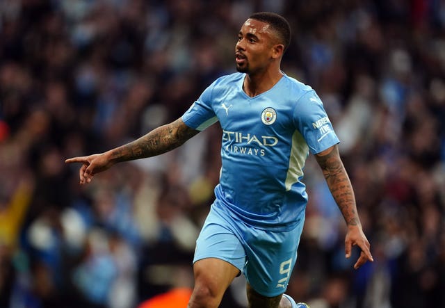 Manchester City’s Gabriel Jesus celebrates scoring