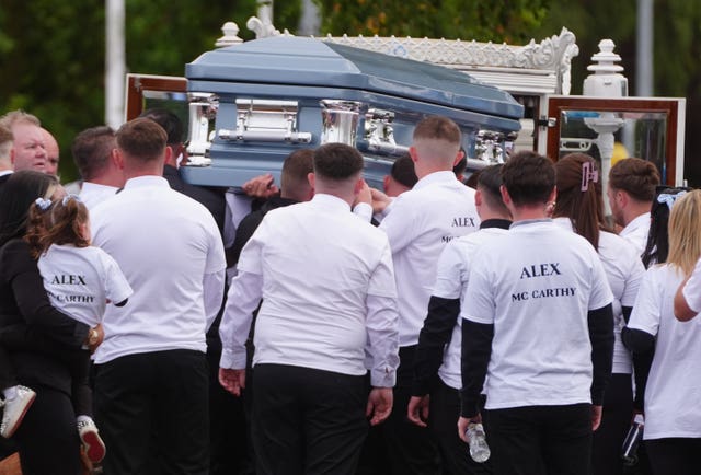 The funeral cortege for Alex McCarthy