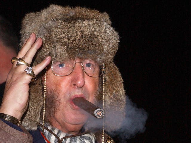 John McCririck outside the Big Brother house in 2005