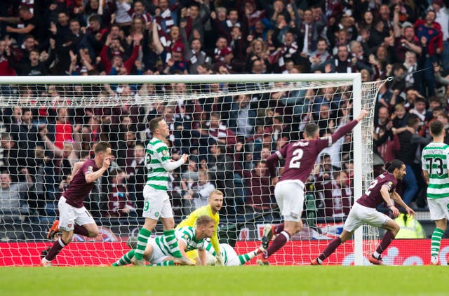 Ryan Edwards celebrates putting Hearts in front