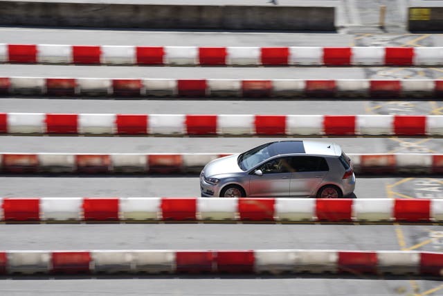 Cars arrive at the check-in at the Port of Dover on Sunday