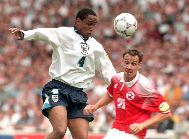 Paul Ince in action for England at Euro '96