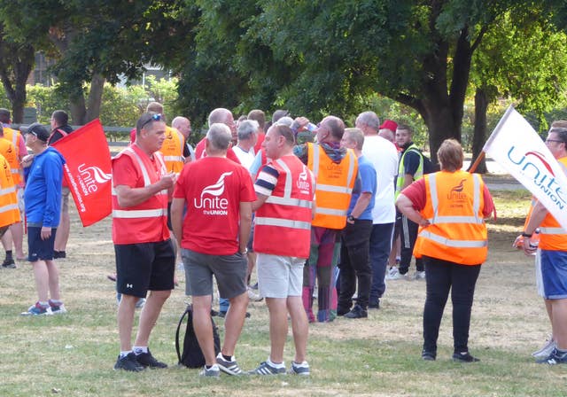 Unite members at Port of Felixstowe strike