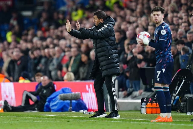 Leeds manager Javi Gracia gestures to his team during victory over Nottingham Forest