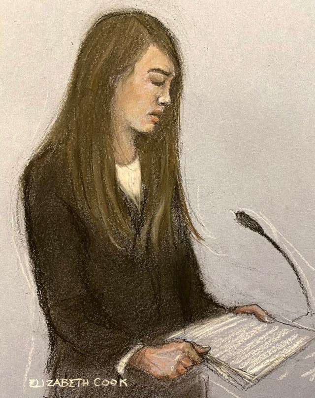 Court sketch of Amy Hunt giving her victim impact statement 