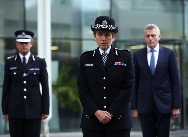 Nick Ephgrave, left, with Metropolitan Police commissioner Dame Cressida Dick, centre
