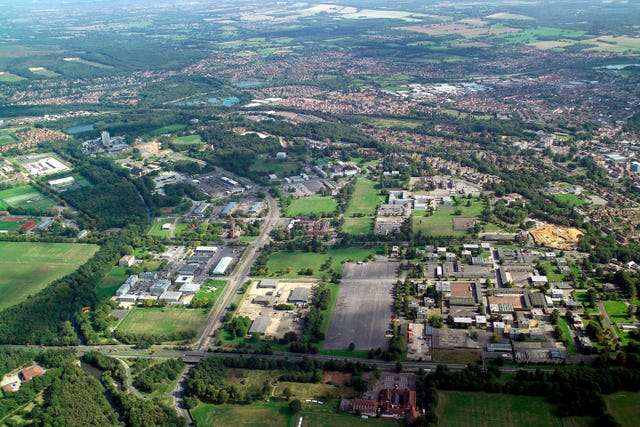 An undated aerial view of Aldershot in Hampshire, home to several regiments of the British Army. (Drivers Jonas Deloitte/PA)
