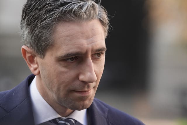 Taoiseach Simon Harris speaking to the media in the courtyard of Government Buildings, Dublin 