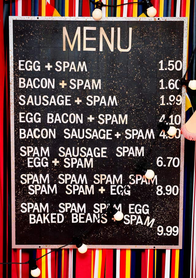 Spam was on the comedy menu in the Monty Python Show Live at the O2 (Ian West/PA)