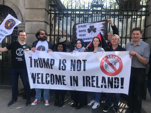 Protesters opposed to US President Donald Trump’s visit to Ireland