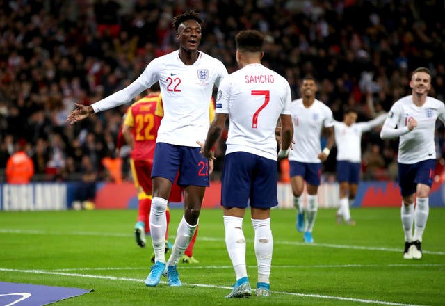 Tammy Abraham (left) and Jadon Sancho are available for the Belgium match