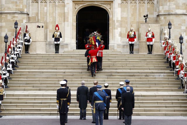 The Bearer Party has been praised for their professionalism under pressure during the Queen's state funeral and committal service (Jeff J Mitchell/PA)