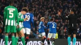 Rangers’ Ross McCausland celebrates after scoring (Andrew Milligan/PA)