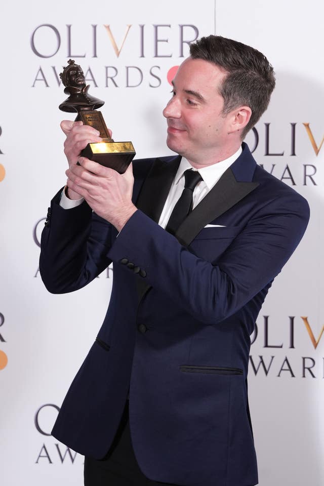 James Graham in the press room after being presented with the Best New Play Award at the Olivier Awards