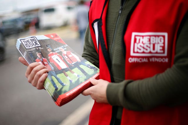 Lord Bird has attributed a 10% rise in the number of Big Issue magazine sellers in the past year to rising cost of living pressures (Paul Harding/PA)